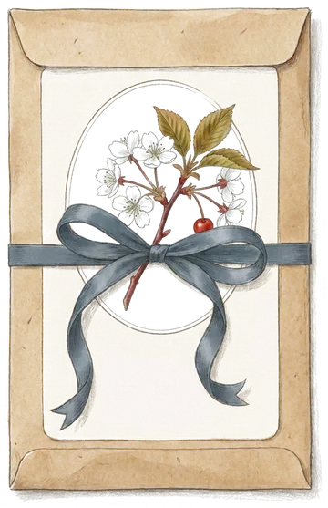 霧社櫻種子包，藍色緞帶